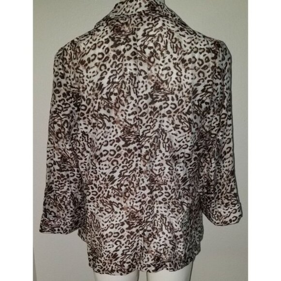 Chico's Leopard Print Shirt Top Cardigan Size 0 Open Front 3/4 Sleeves Cheetah - Picture 5 of 7